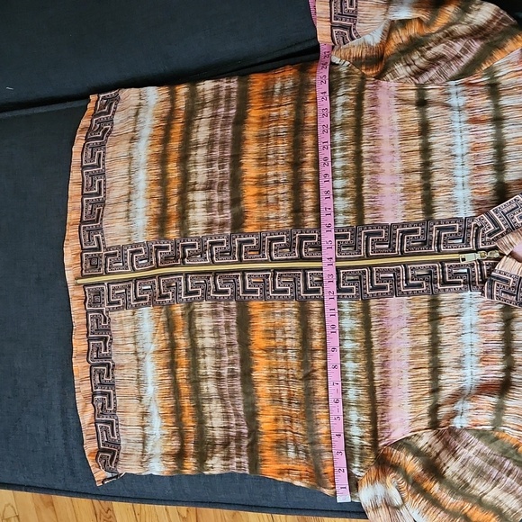 Prestige Original Greek Key100% Linen Shorts & Zip Front Short Sleeve Set Sz3XL - Picture 13 of 16